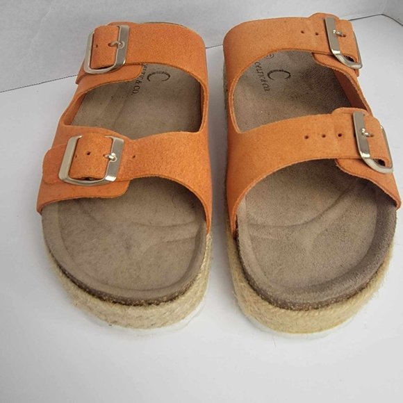 Celtic & Co. Women 41 size 10 Double Buckle Sandals Burnt Orange - Picture 5 of 13